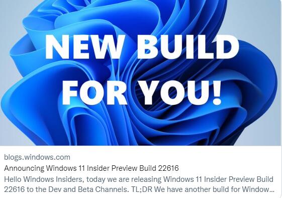 Windows11 22616.100 (KB5014650)發(fā)布更新，微軟：只是測(cè)試使用